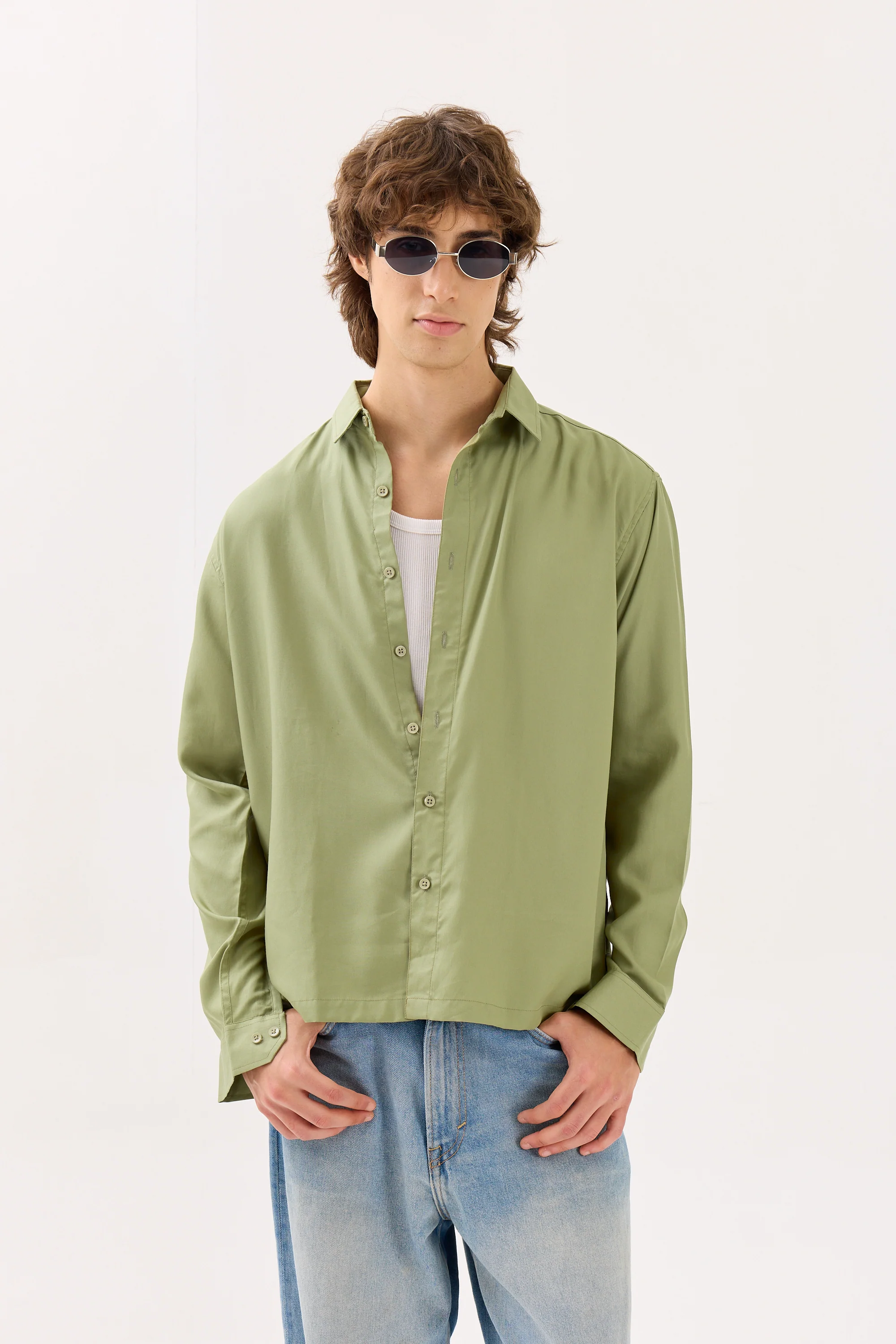 Mint Green Drape Shirt - Image 2