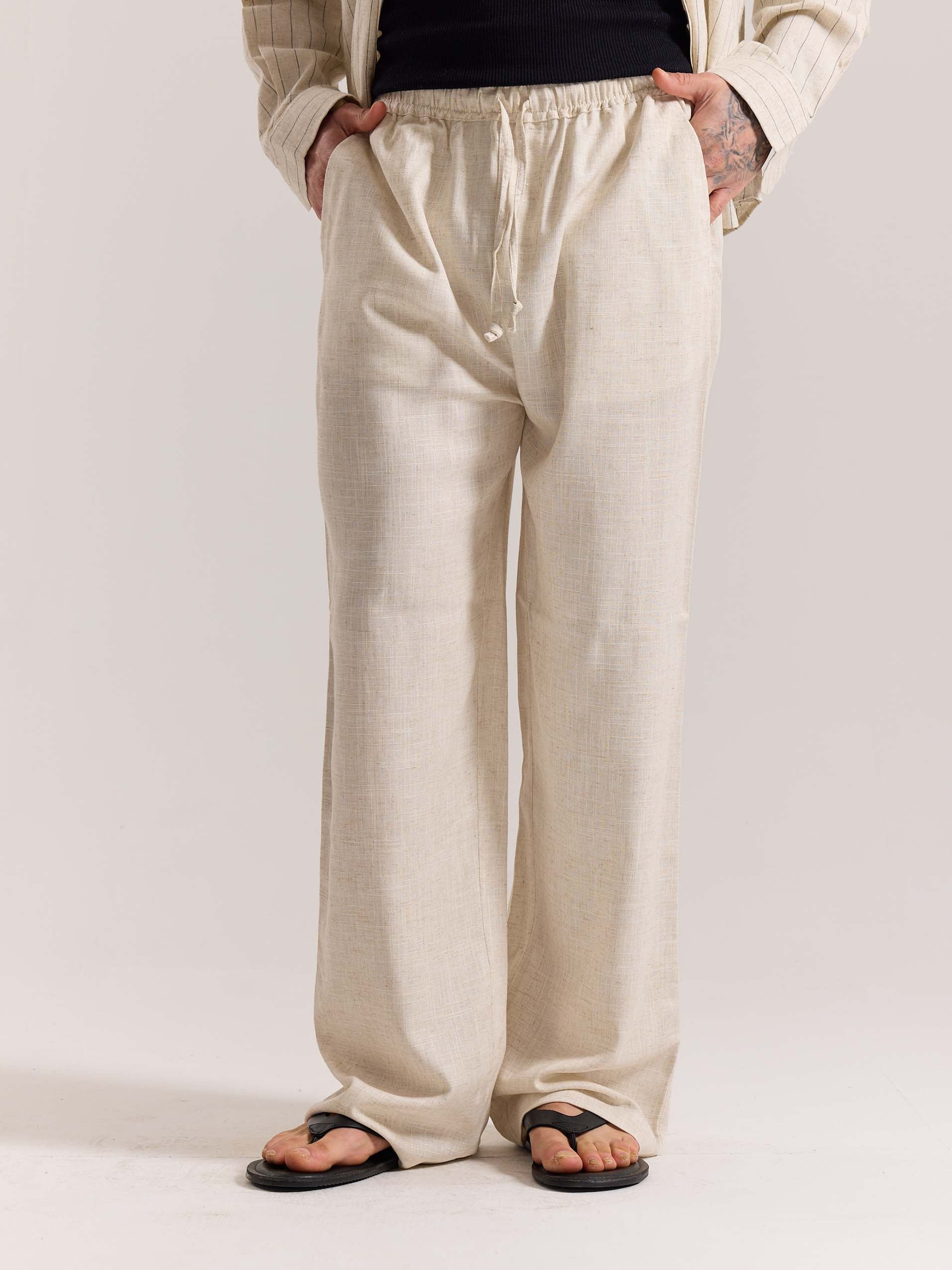 Natural Linen Pull-on Pants - Image 3