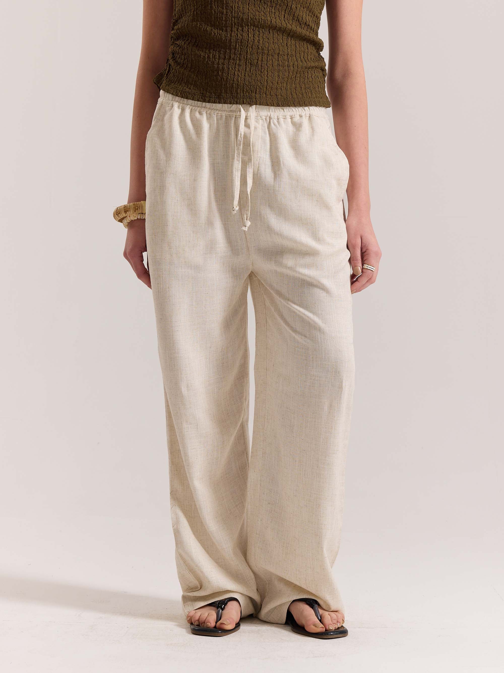 Natural Linen Pull-on Pants - Image 4