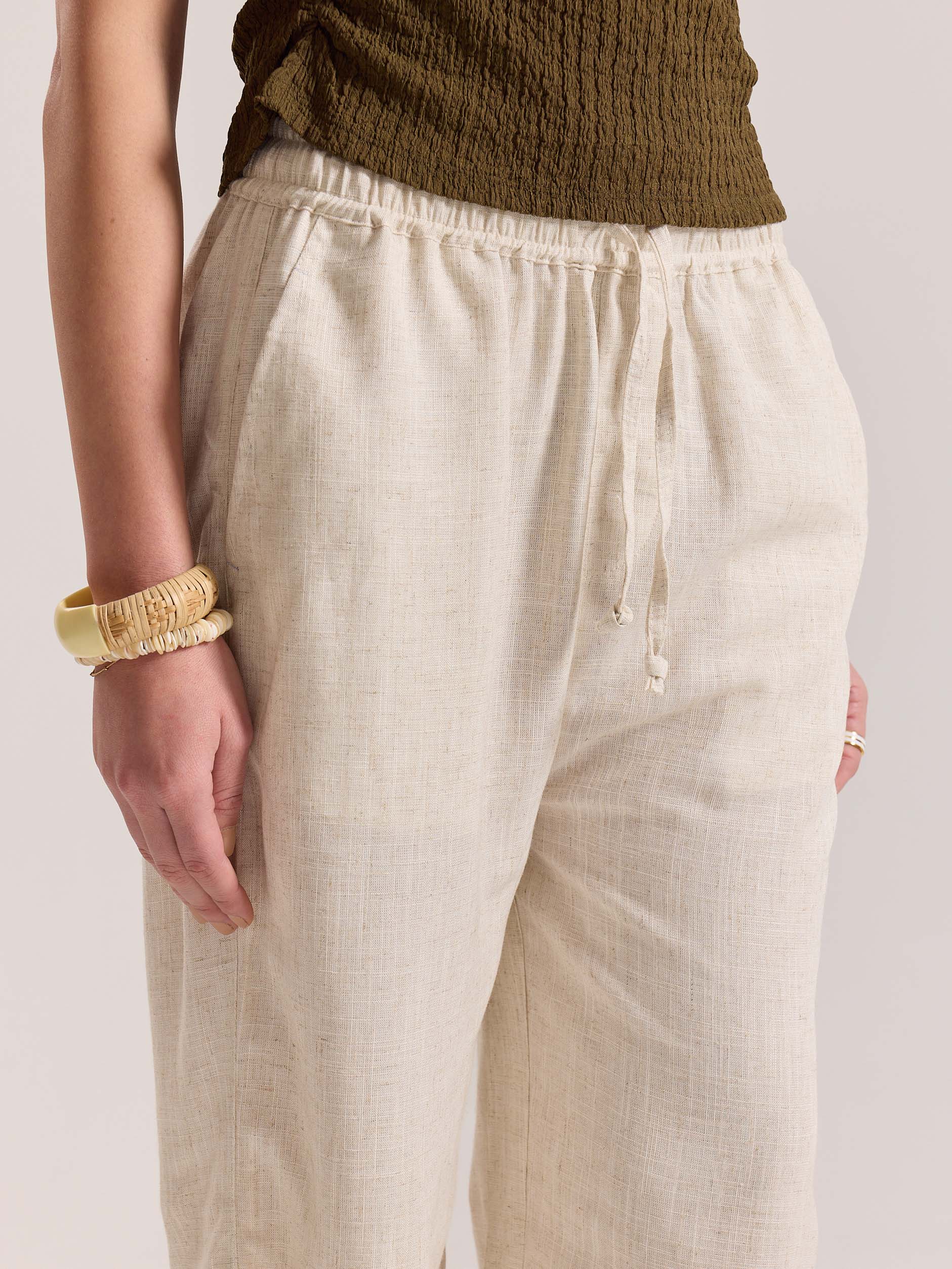 Natural Linen Pull-on Pants - Image 5