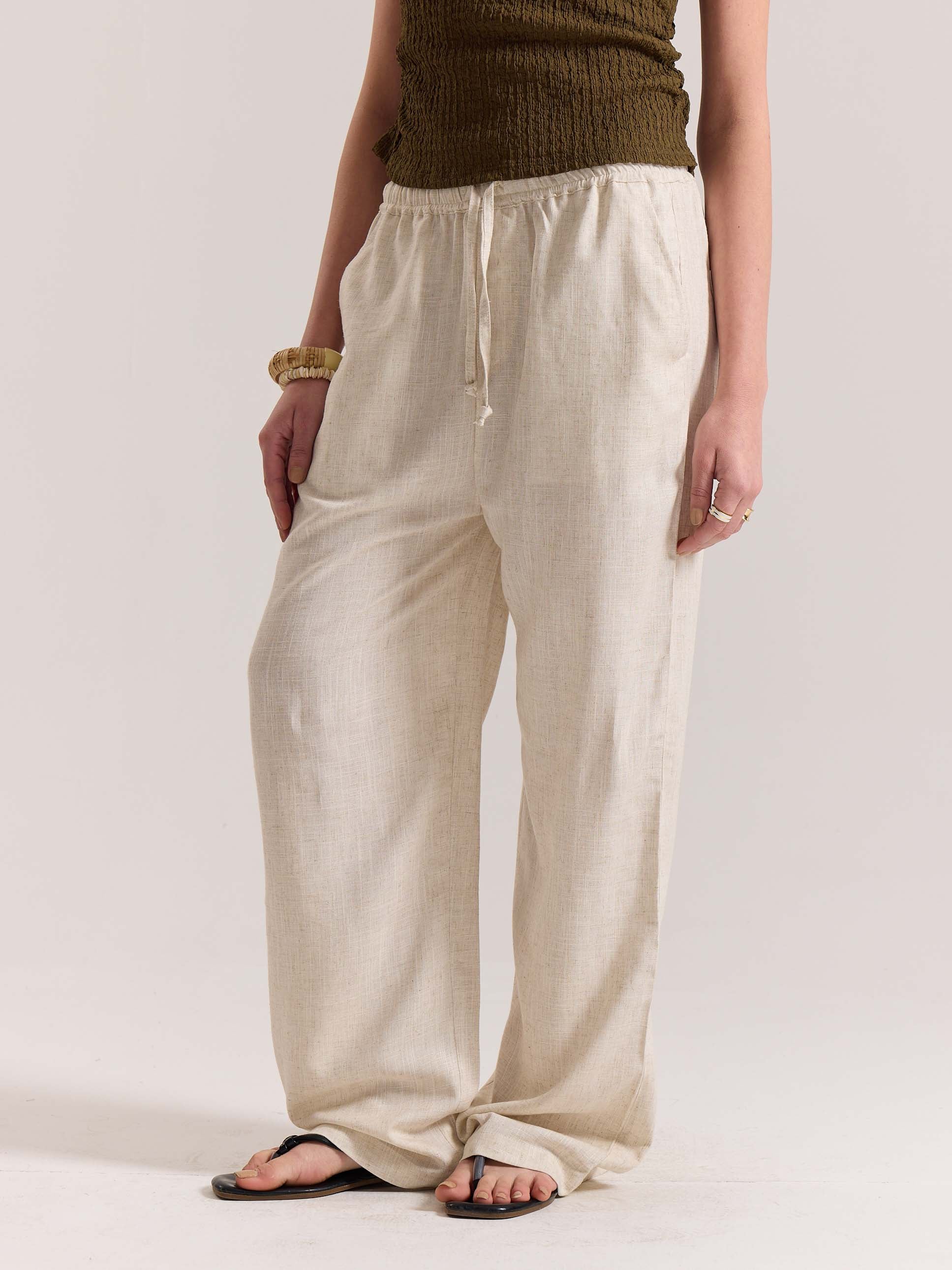 Natural Linen Pull-on Pants - Image 7