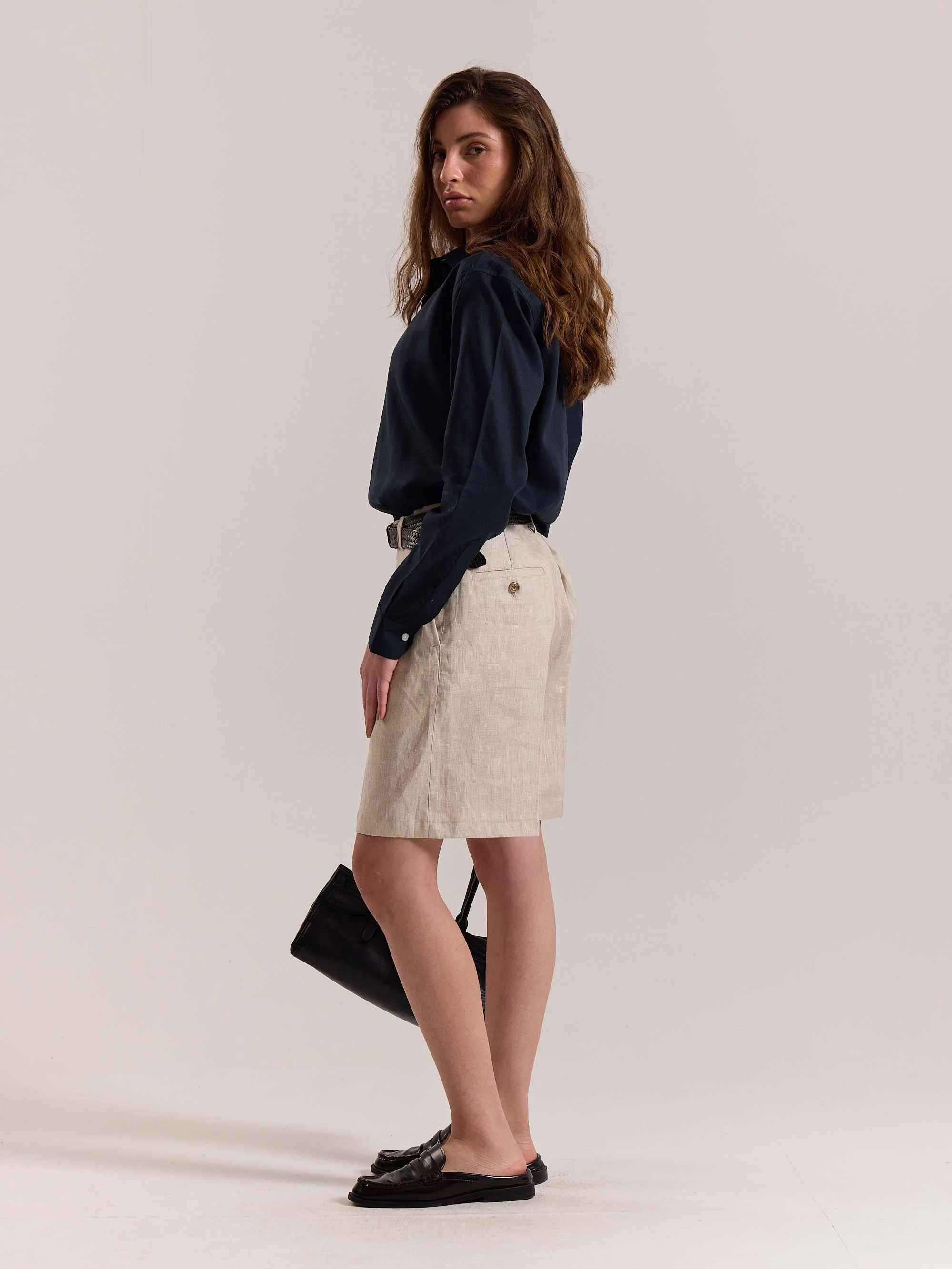 Navy Blue Linen-blend Shirt (Pre-Order) - Image 7