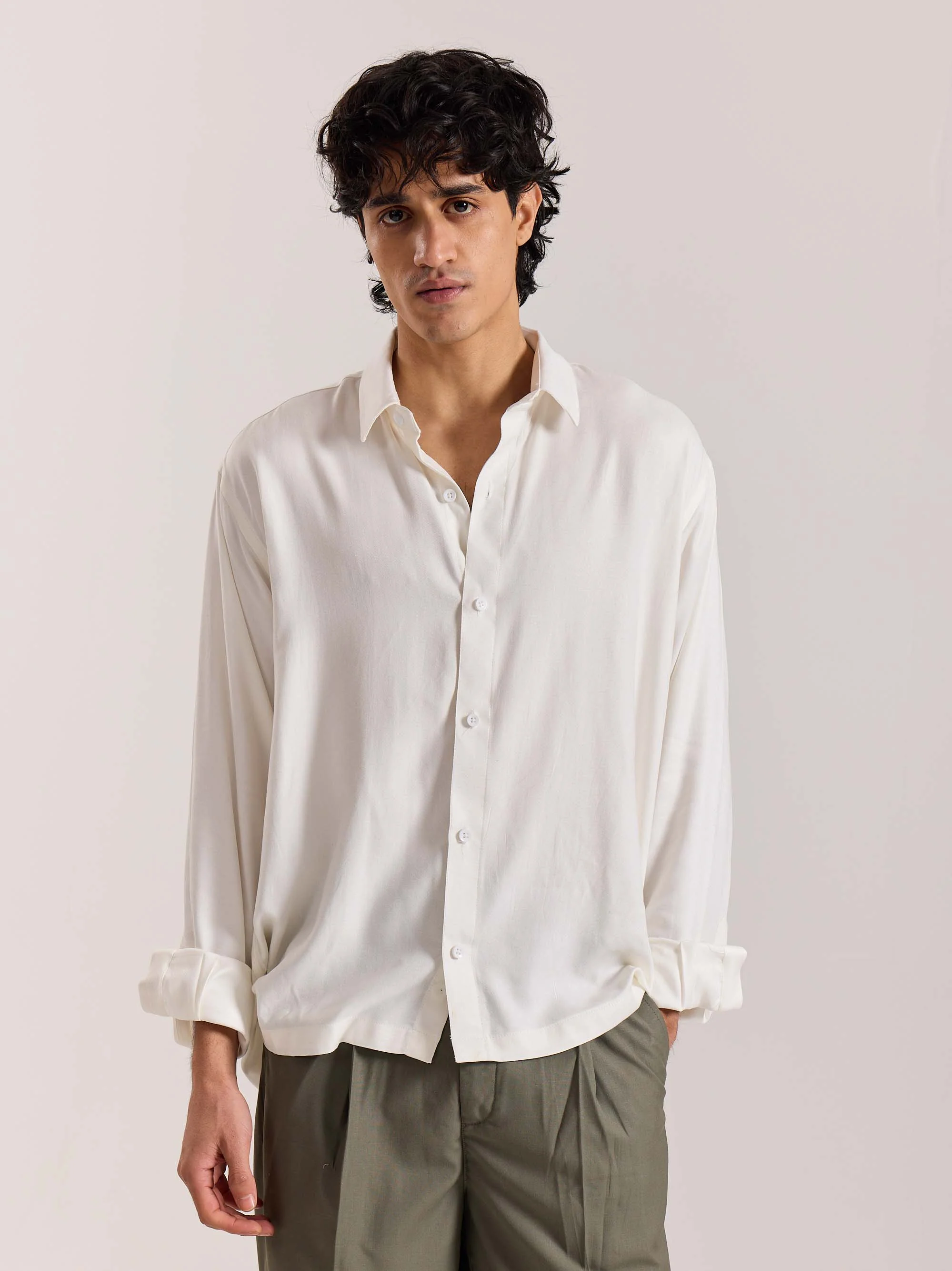 Off White Drape Shirt - Image 2