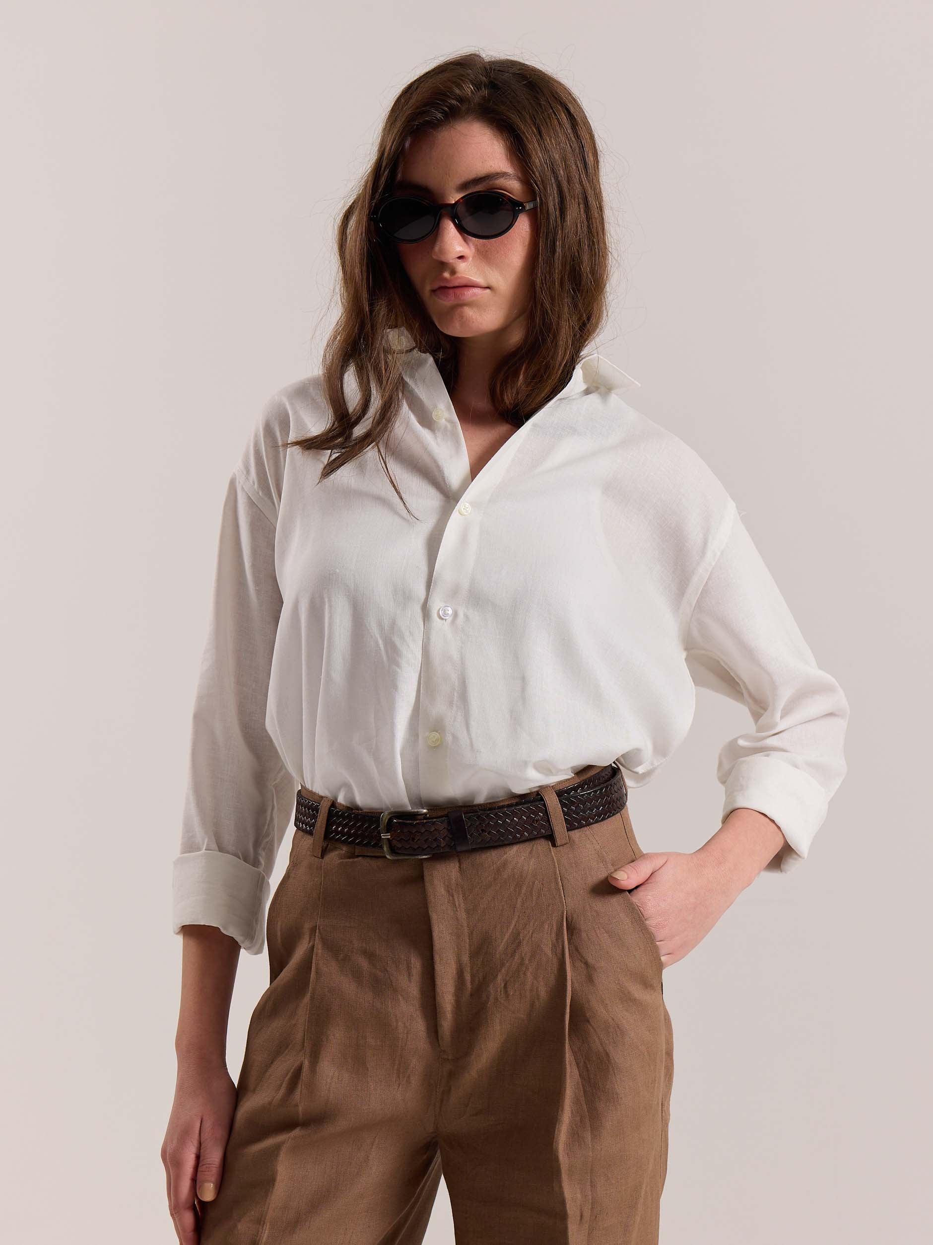 Off White Linen-blend Shirt (Pre-Order) - Image 4