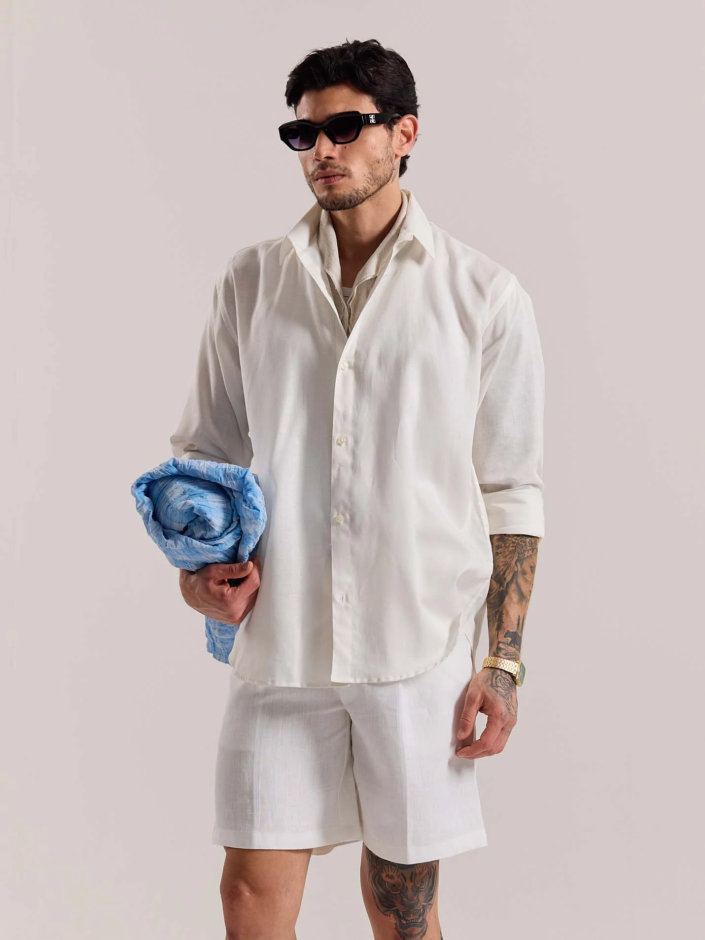 Off White Linen-blend Shirt (Pre-Order) - Image 6