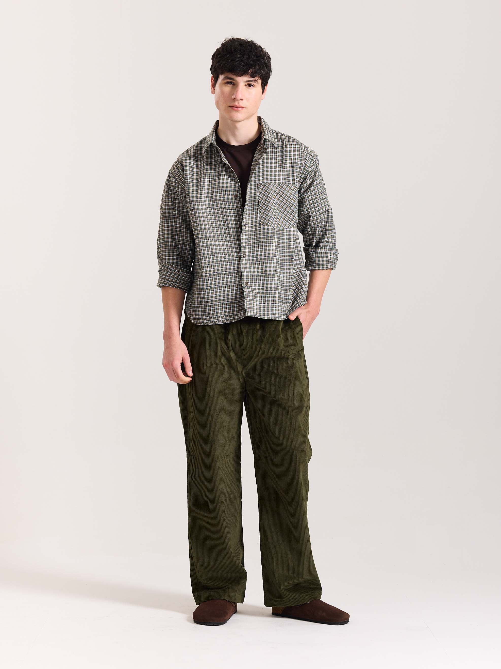 Olive Green Corduroy Pull-on Pants