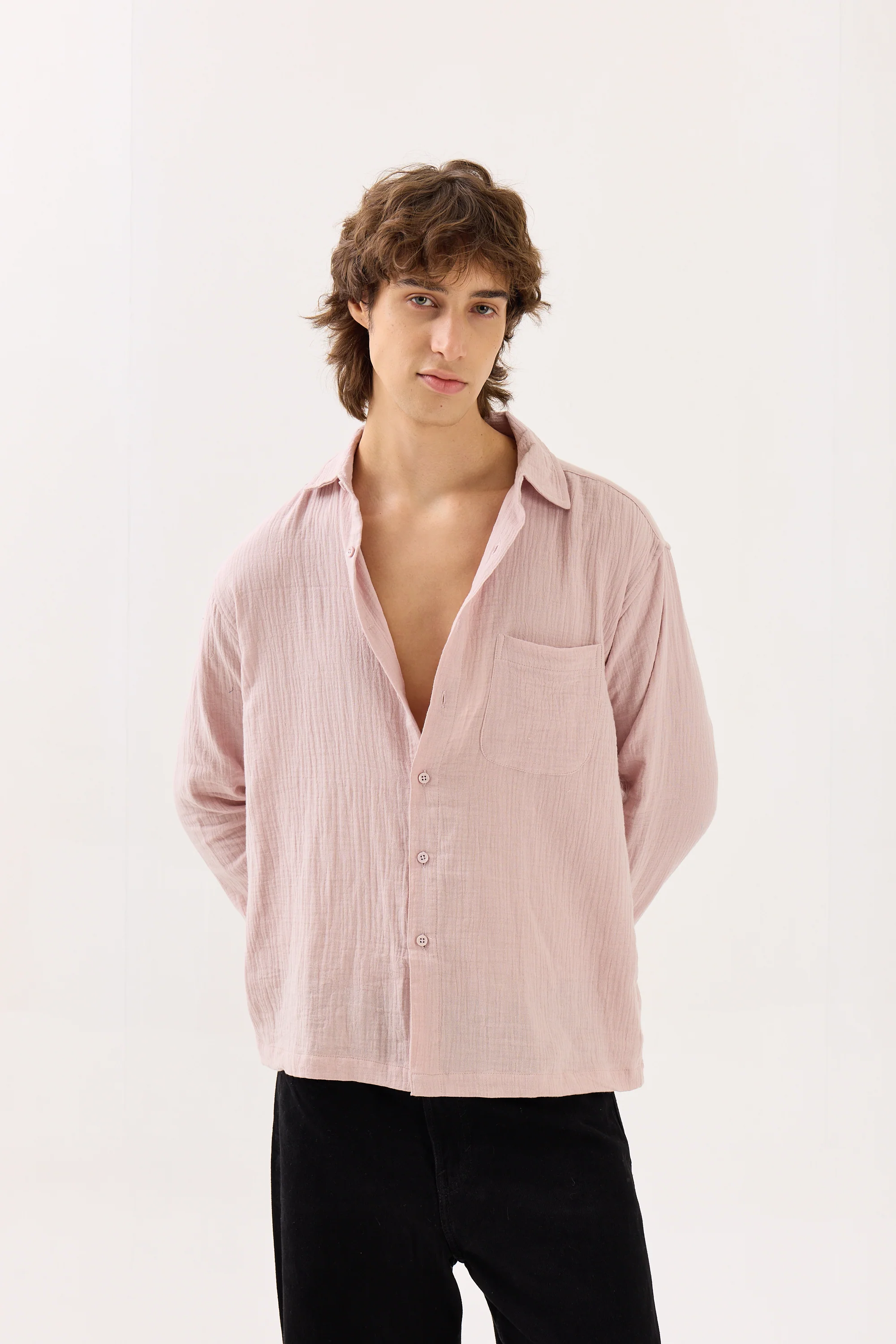 Pale Pink Gauze Holiday Shirt - Image 2