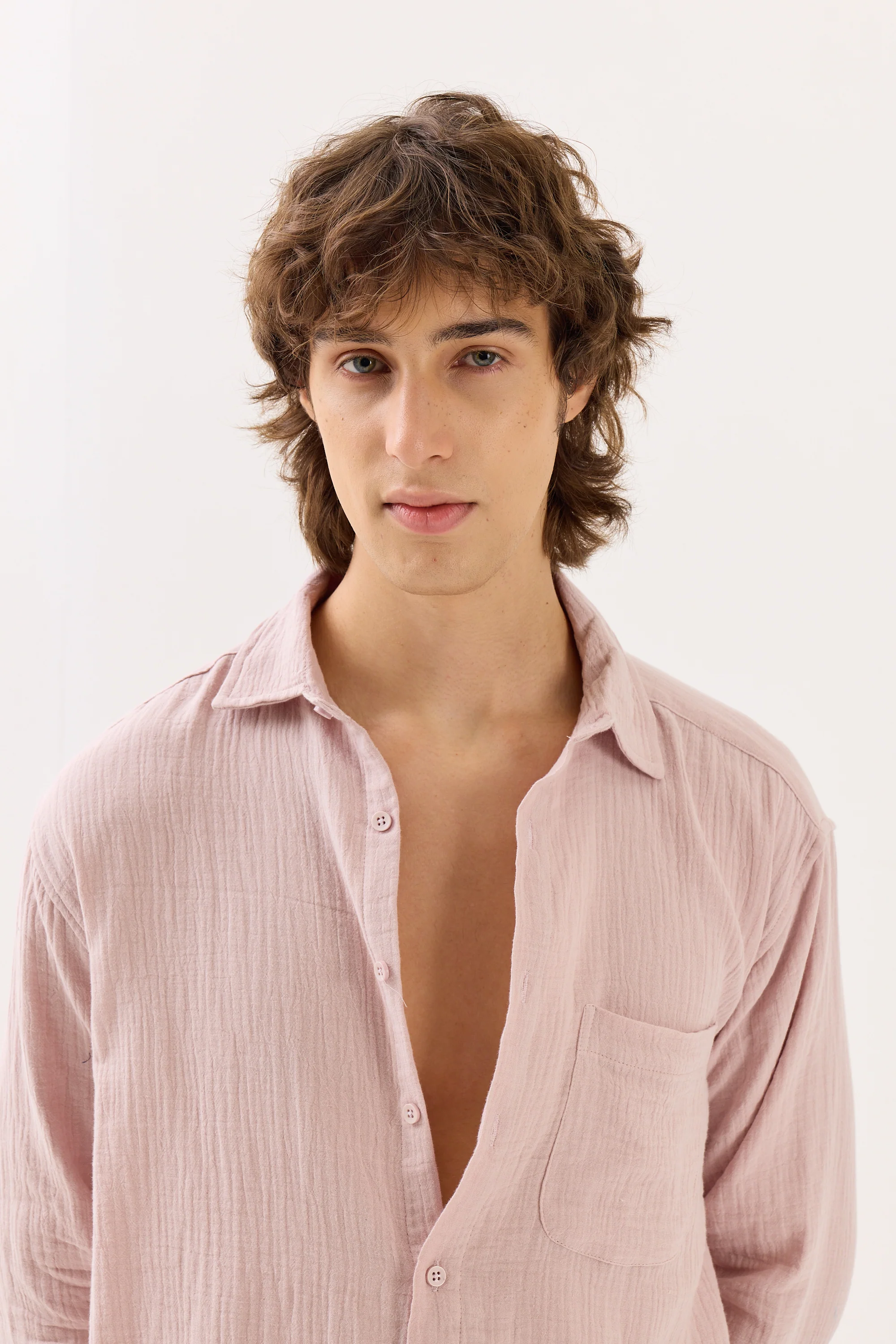 Pale Pink Gauze Holiday Shirt - Image 3