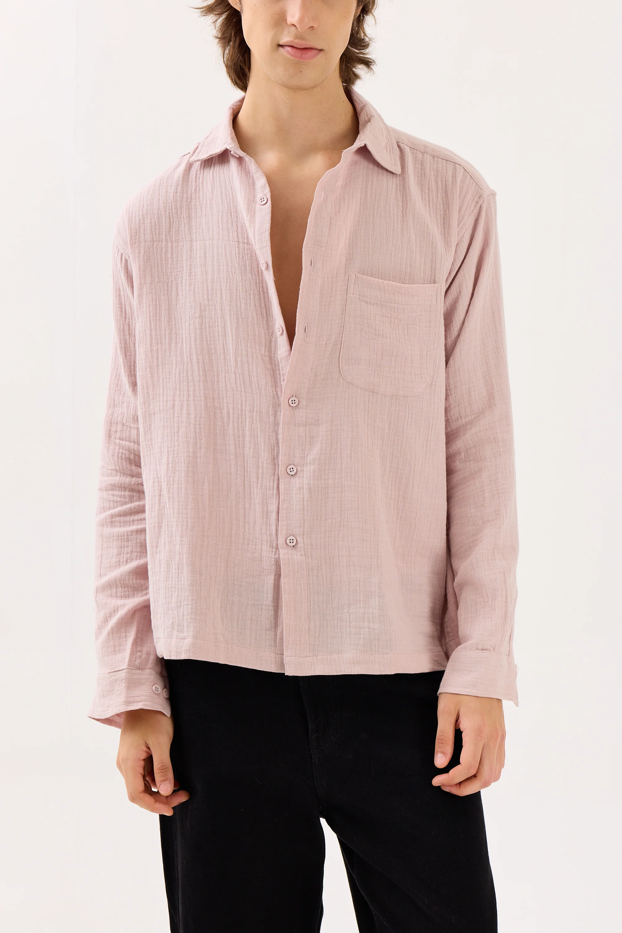 Pale Pink Gauze Holiday Shirt - Image 4