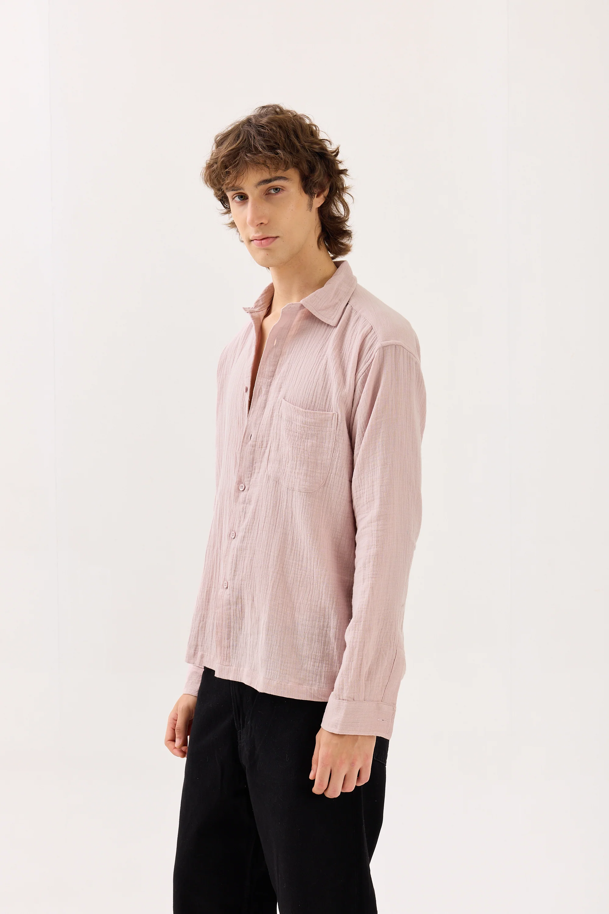 Pale Pink Gauze Holiday Shirt - Image 5
