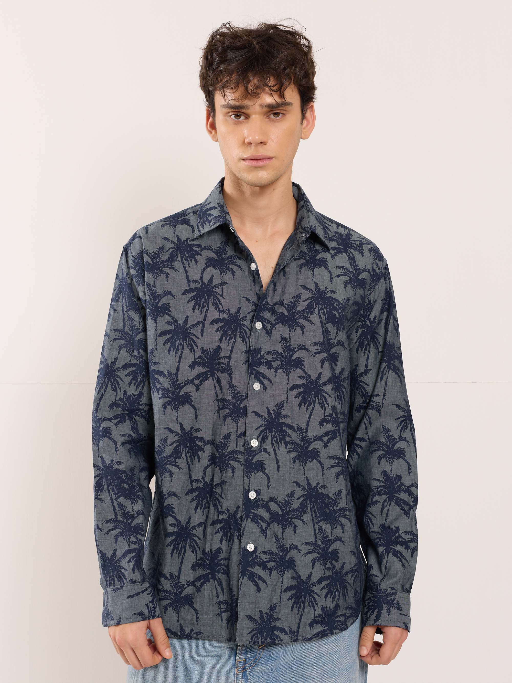 Palm Printed Chambray Shirt