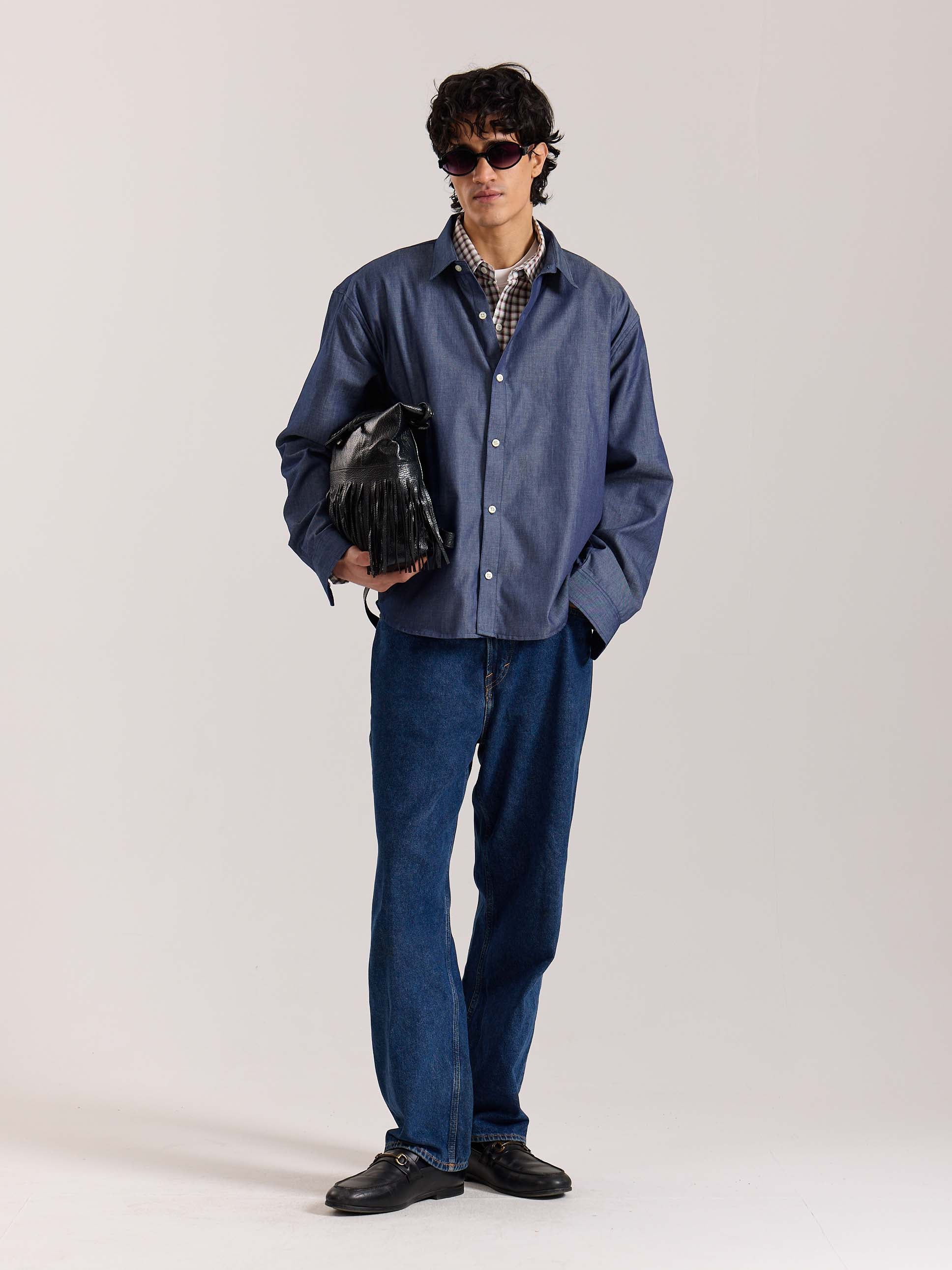 Denim Oversized Cropped Shirt