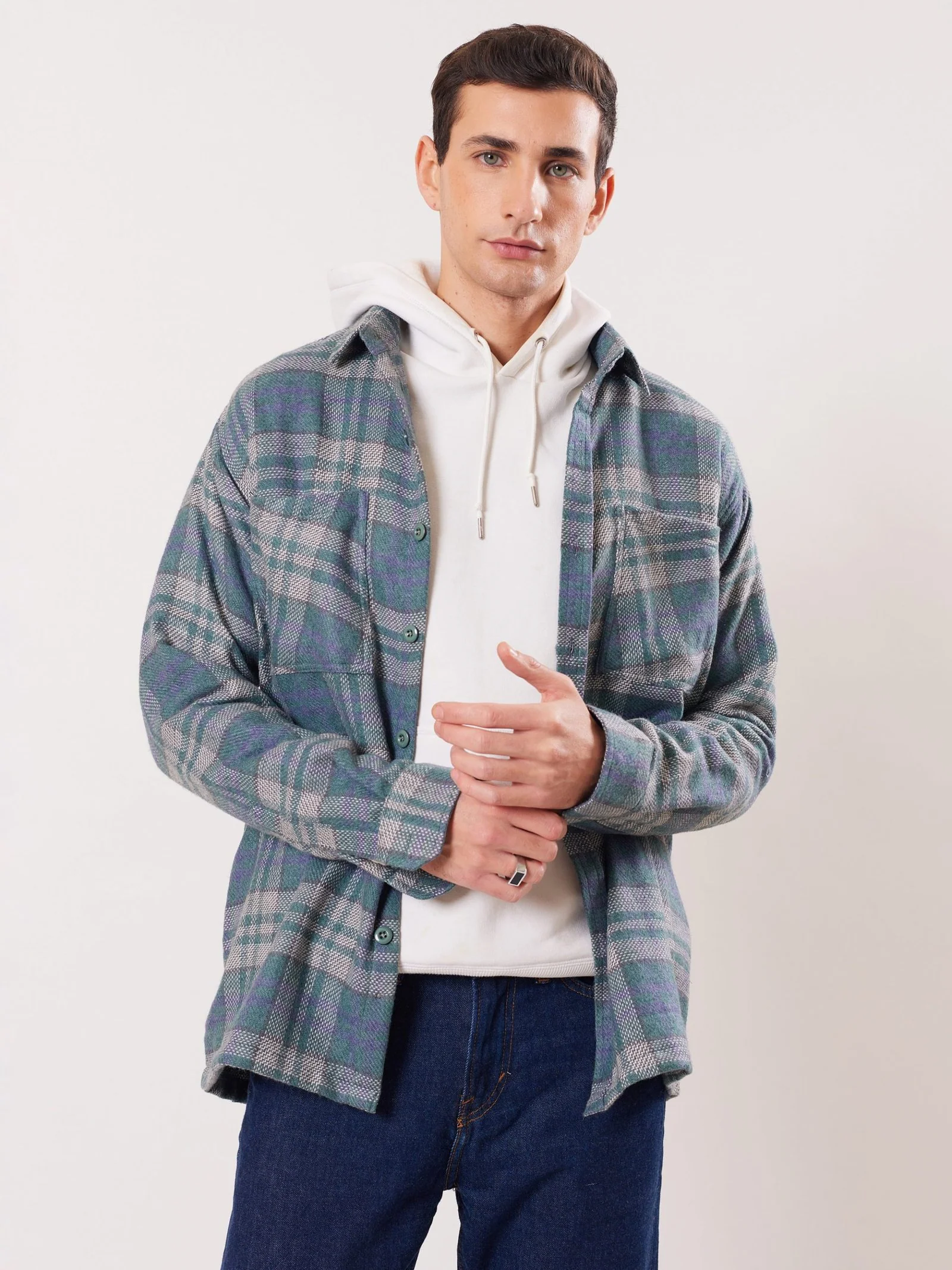 Relaxed Fit Plaid Shacket