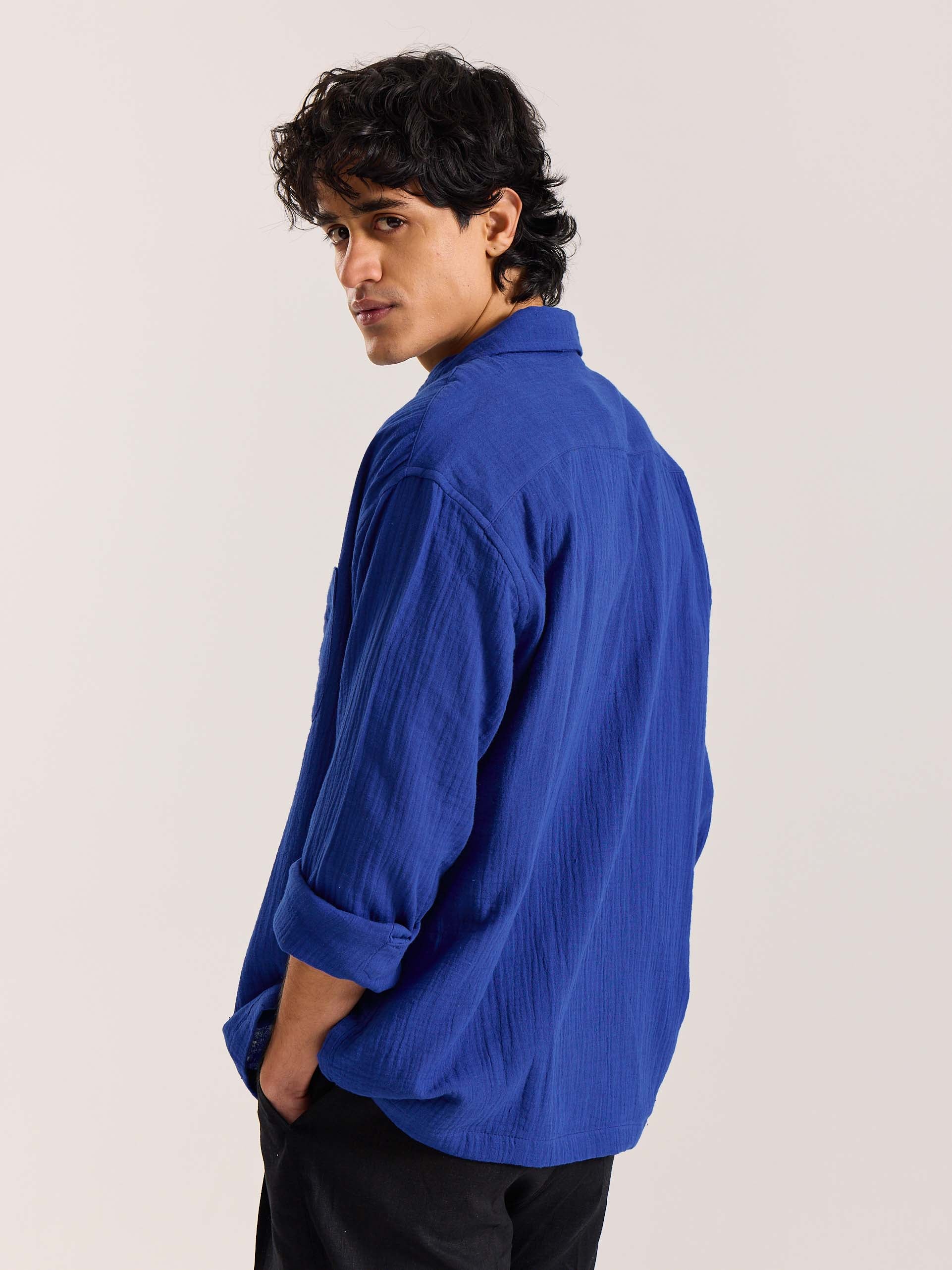 Royal Blue Gauze Holiday Shirt ( Pre-Order ) - Image 6