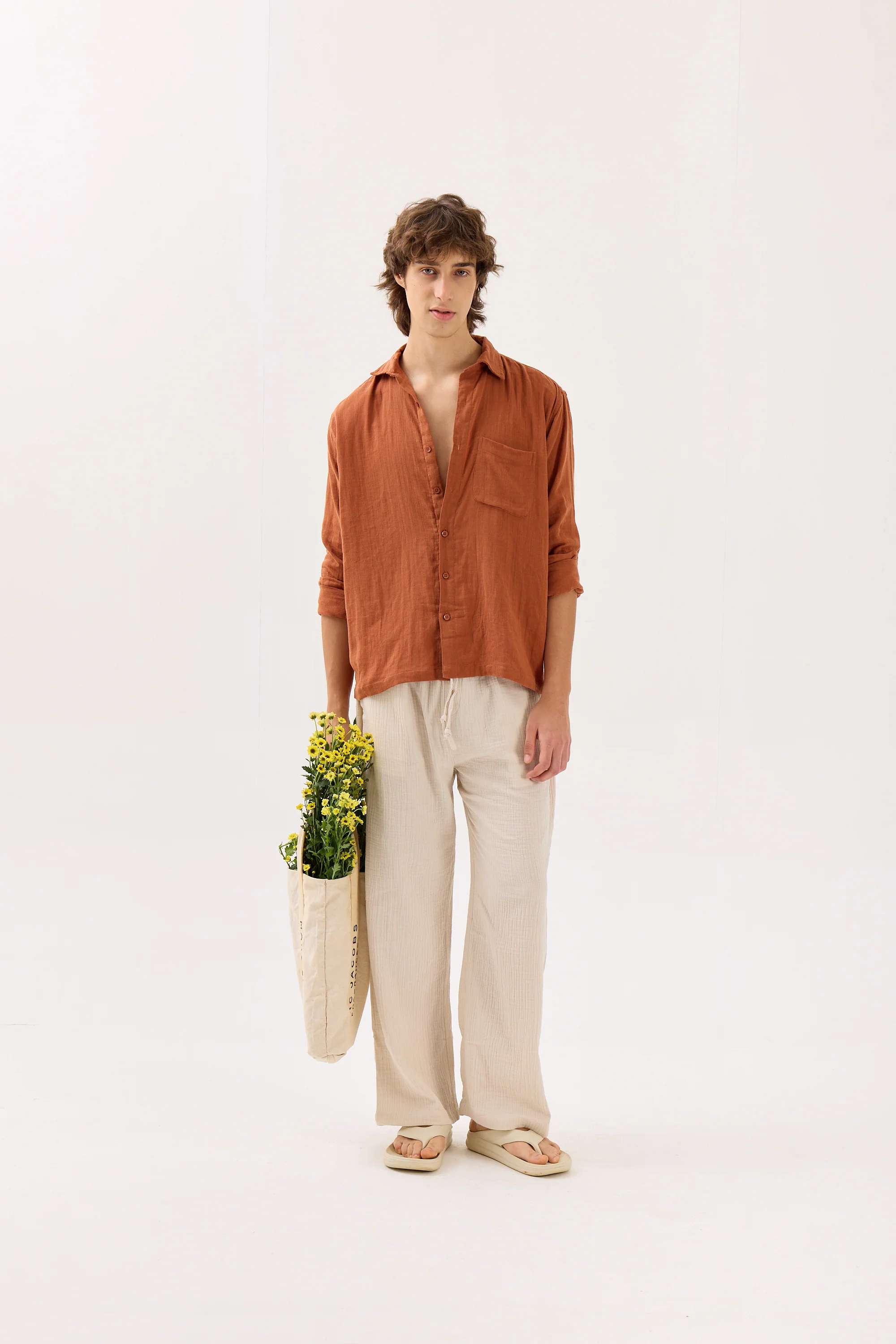Rust Gauze Holiday Shirt