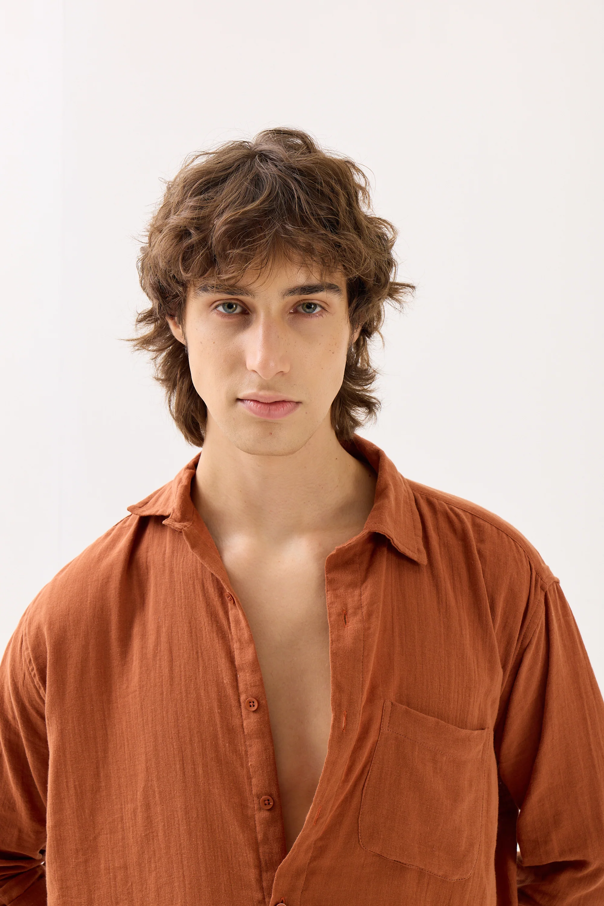Rust Gauze Holiday Shirt - Image 3