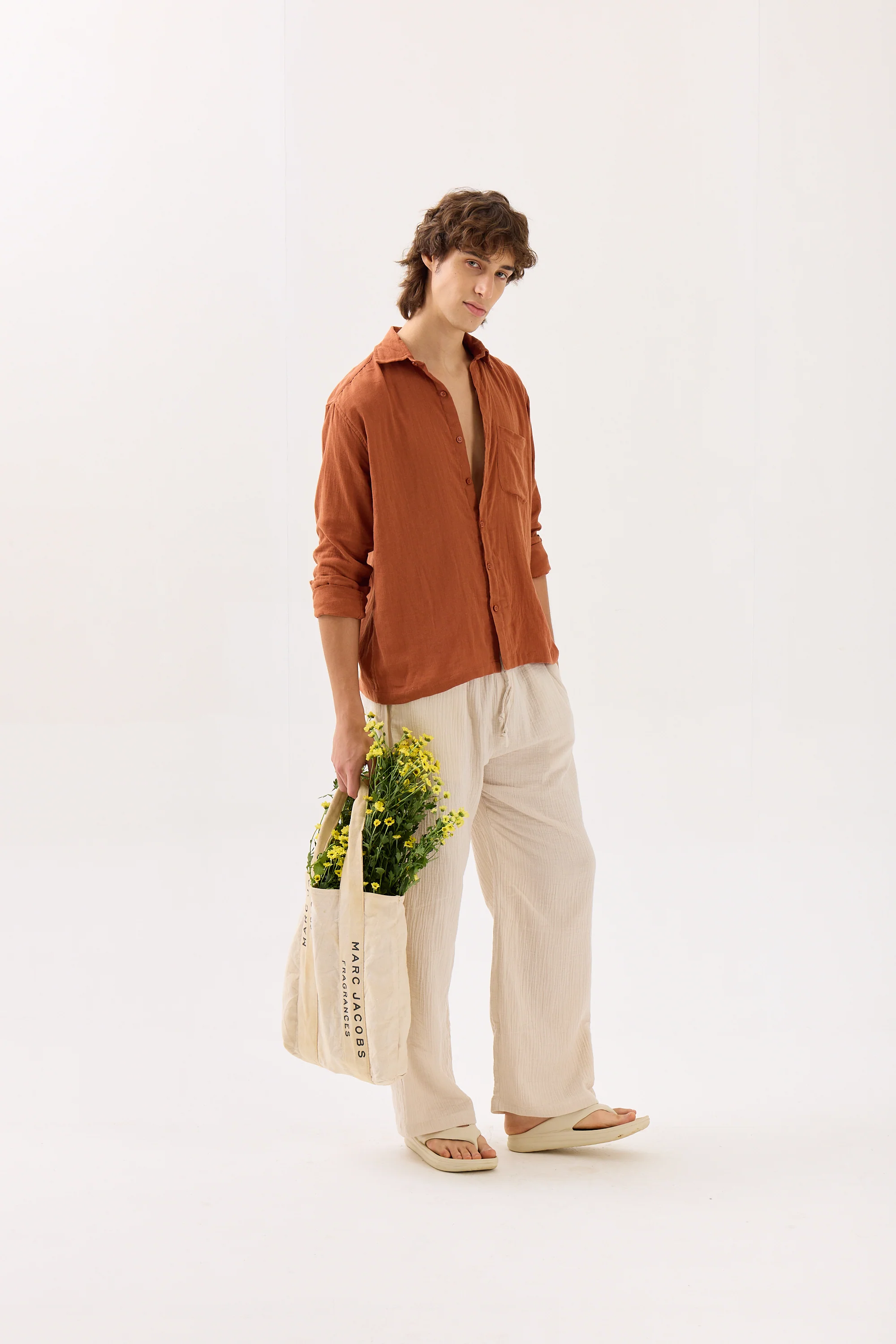 Rust Gauze Holiday Shirt - Image 4