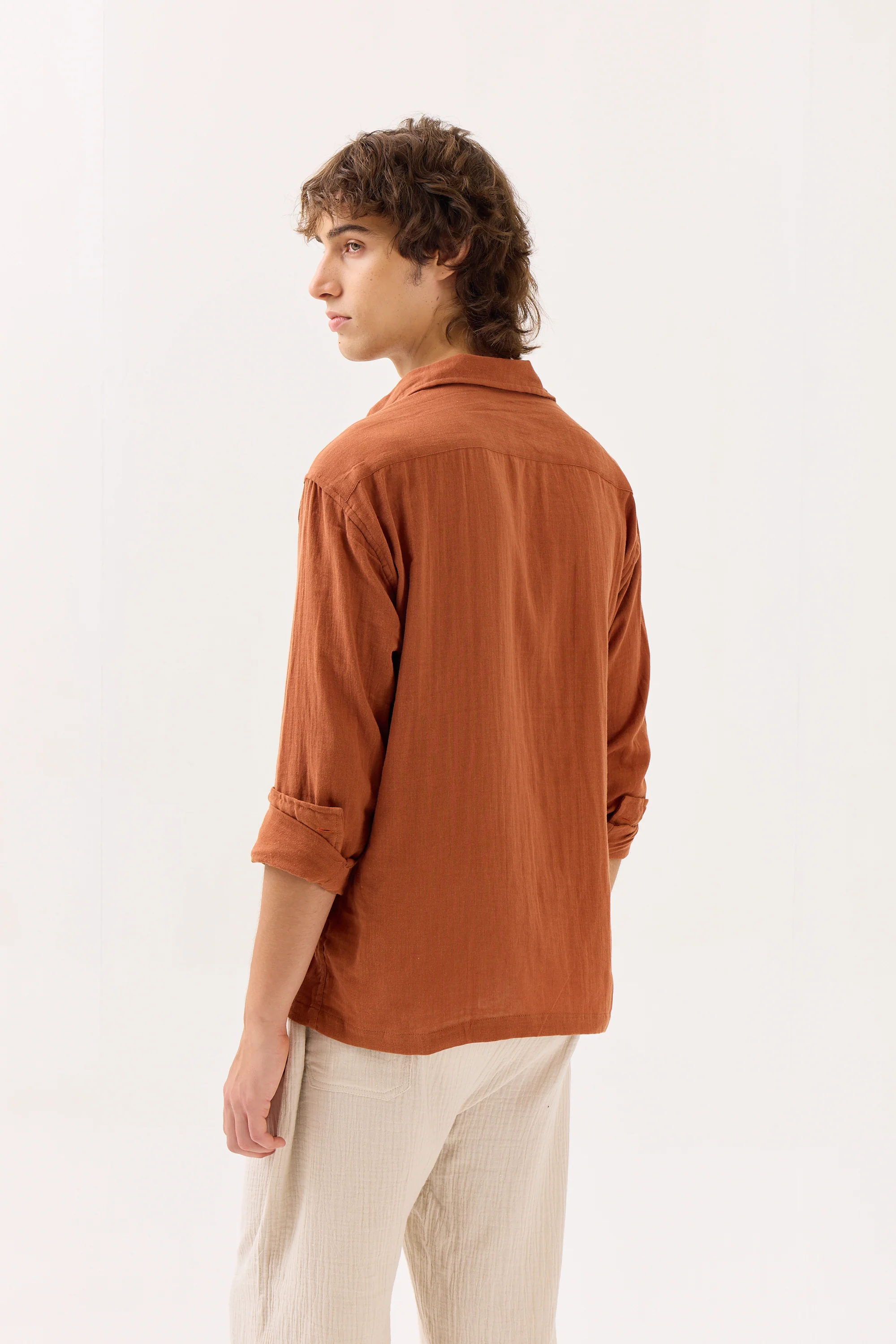 Rust Gauze Holiday Shirt - Image 6