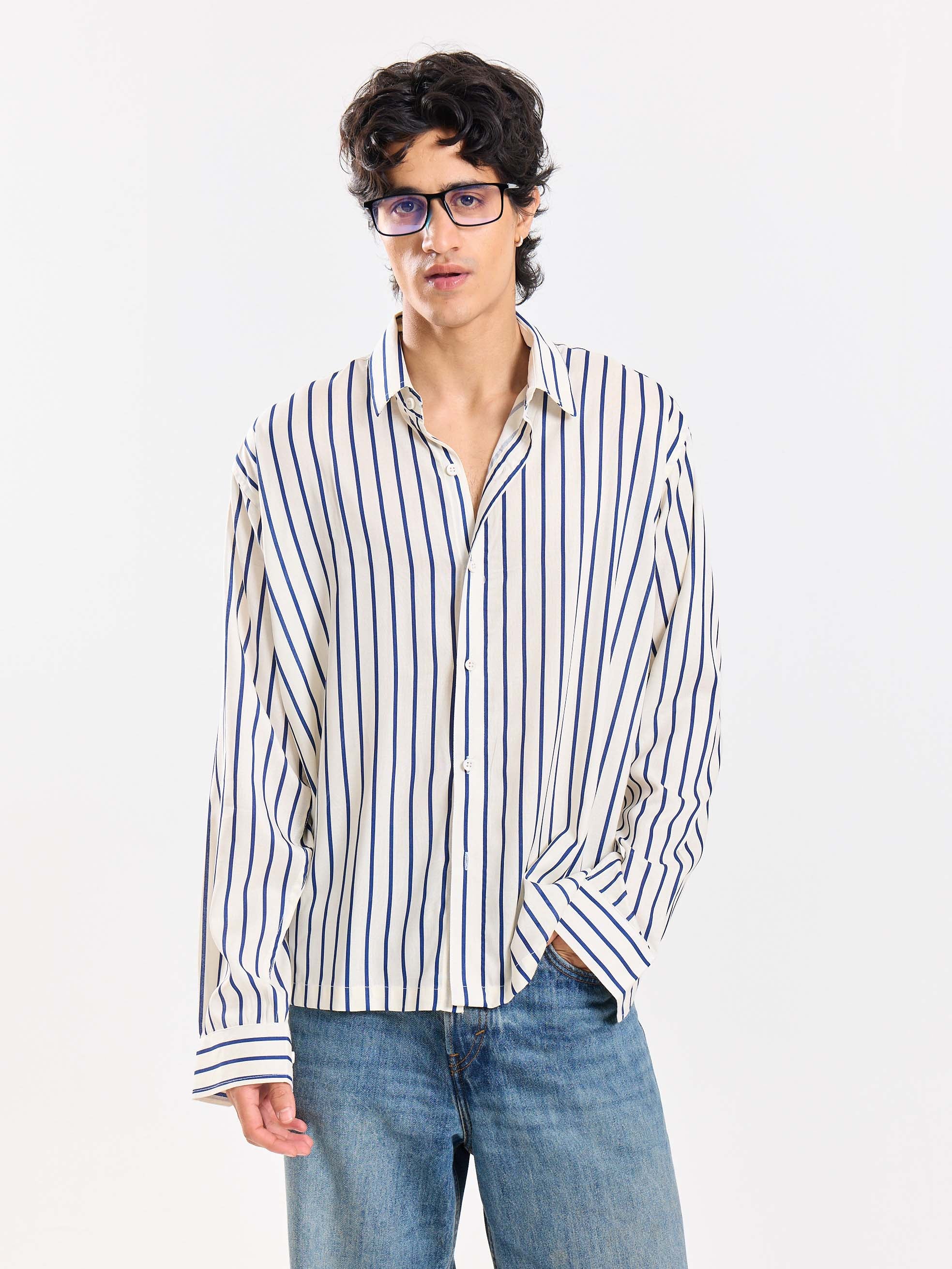 Striped Drape Shirt - Image 2