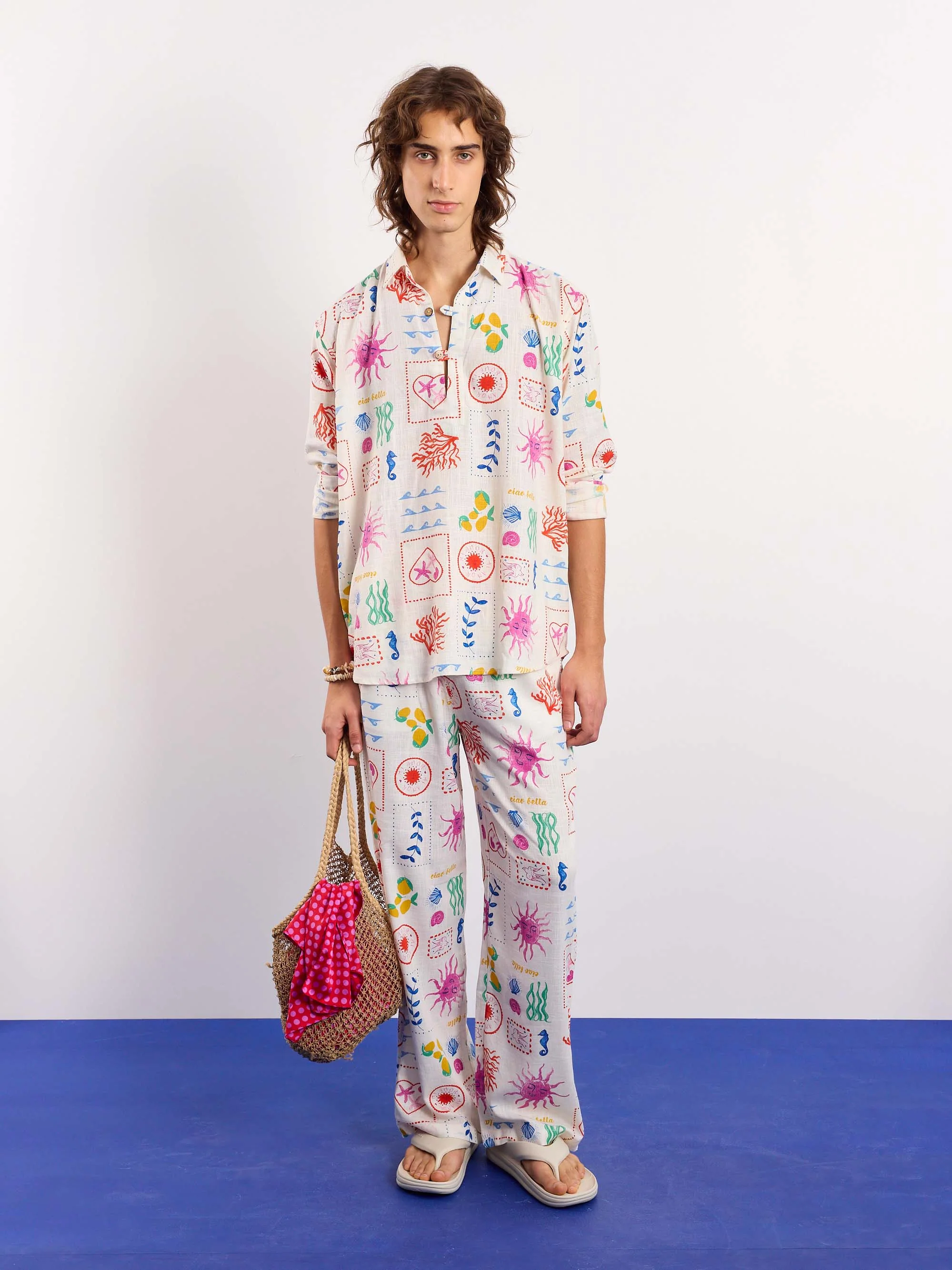 Sun & the Sea Printed Linen Pullover