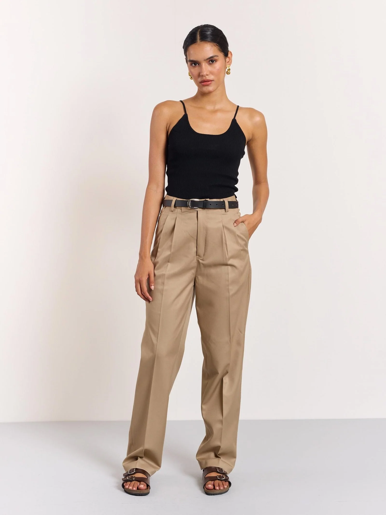 Khaki Tailored Trousers - Image 2