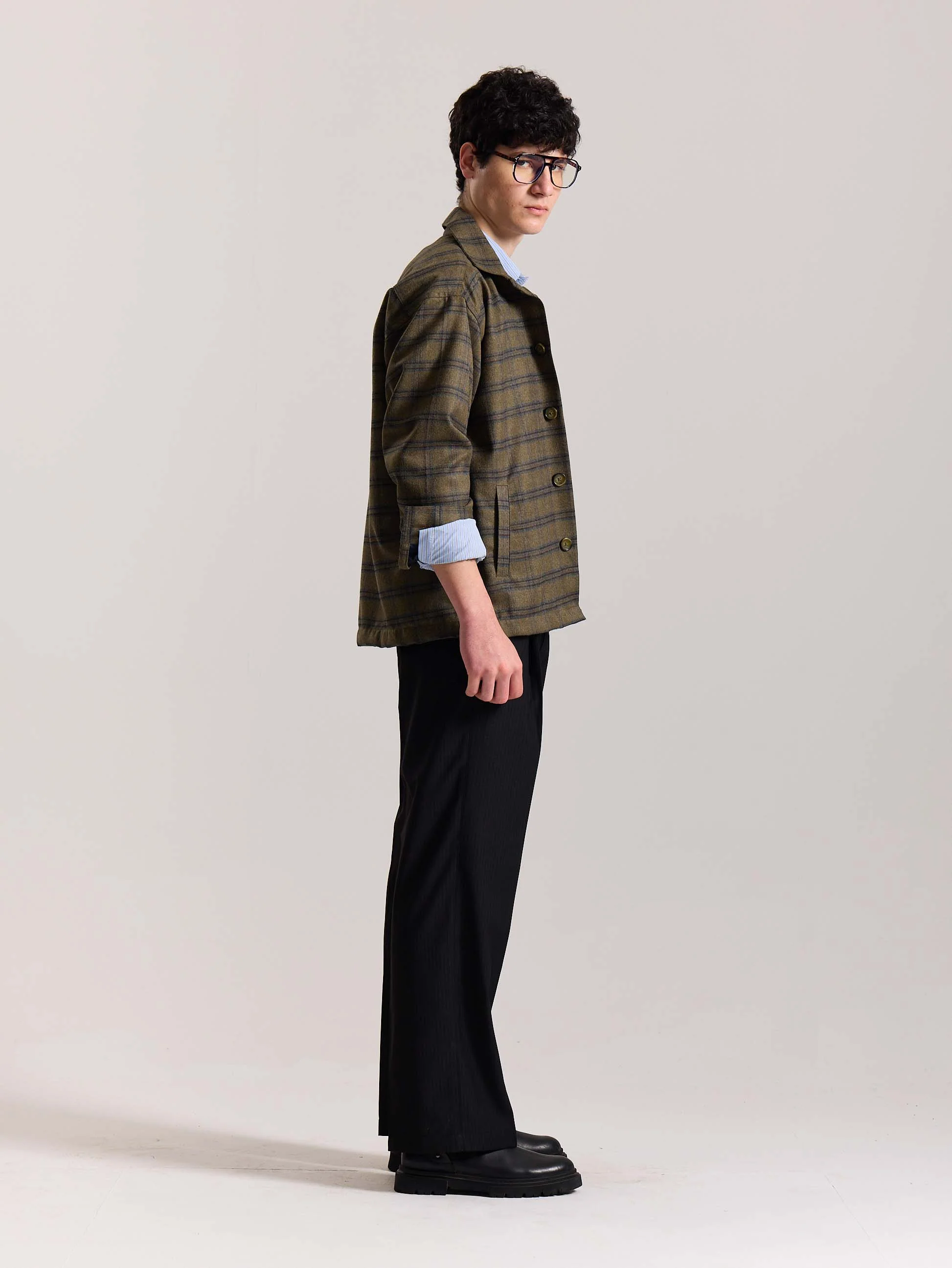 Taupe Checkered Tweed Shacket - Image 5