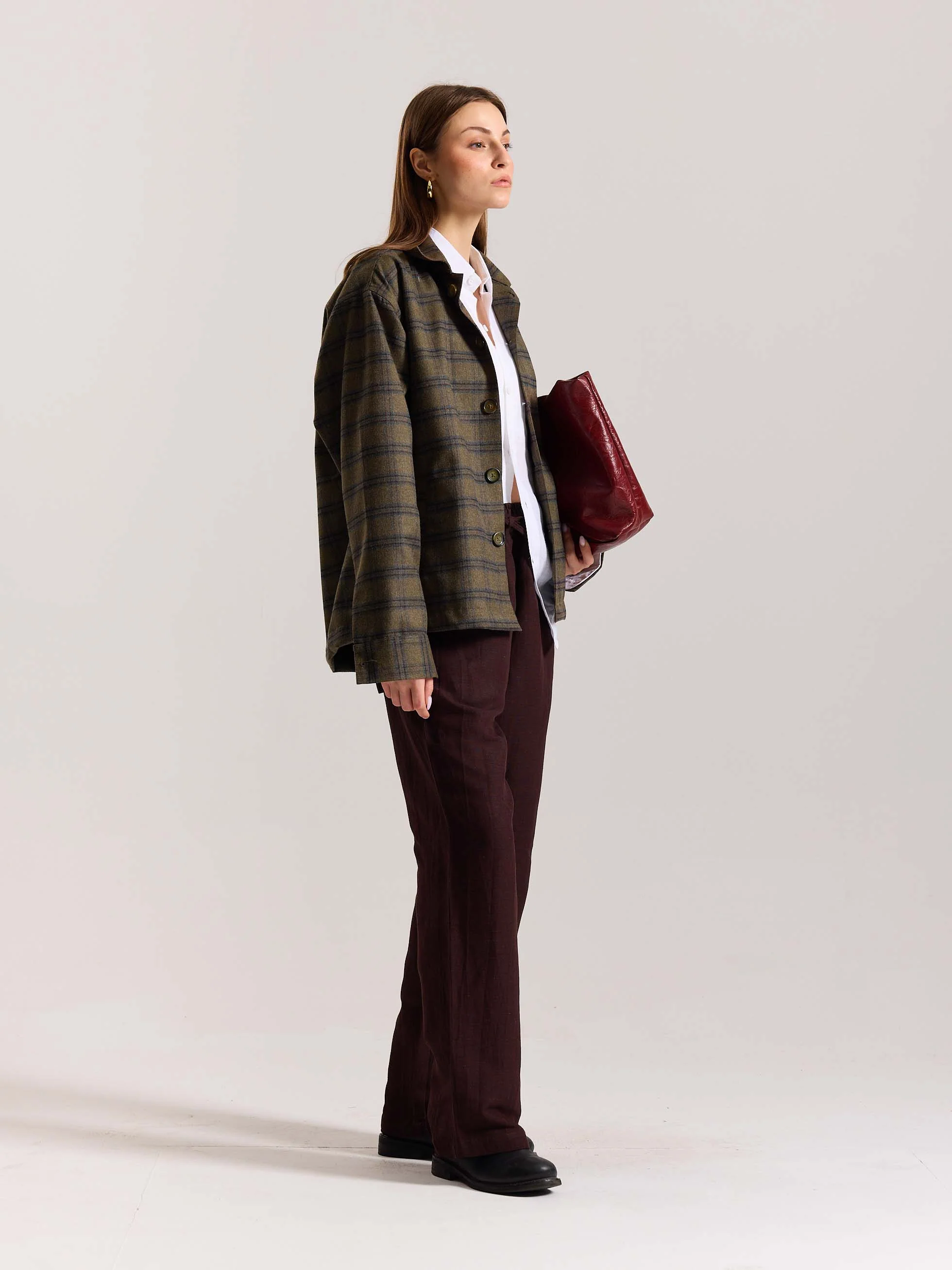 Taupe Checkered Tweed Shacket - Image 7