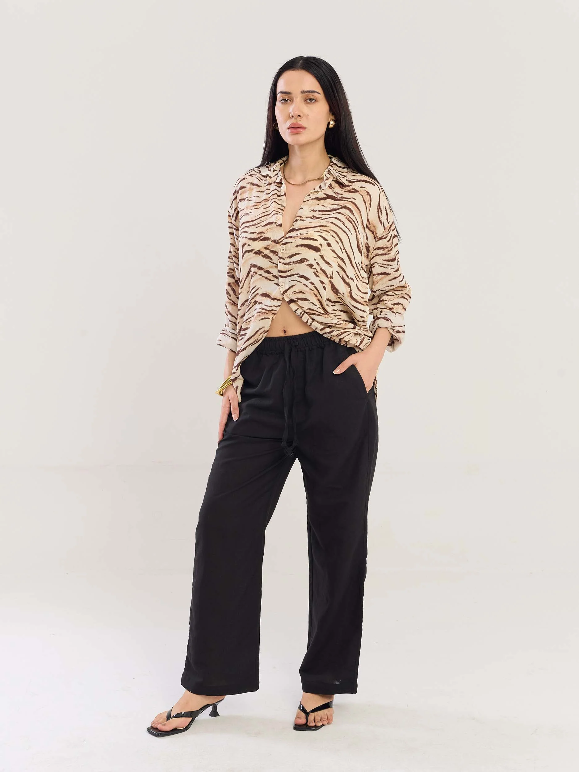 Zebra Patterned Wrinkled Shirt - Image 2
